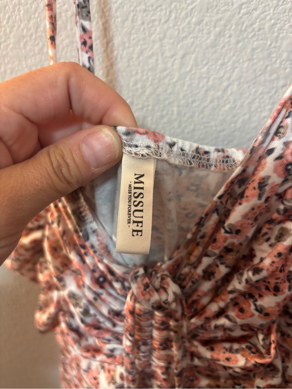 💚 $5 Deals- Pink Floral Spaghetti Strap Tie-Front Top - Picture 3 of 3